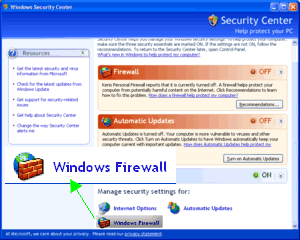 control panel - windows firewall